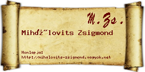 Mihálovits Zsigmond névjegykártya